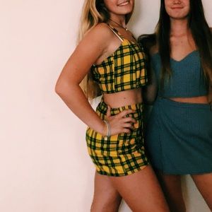 Yellow plaid 2-piece set